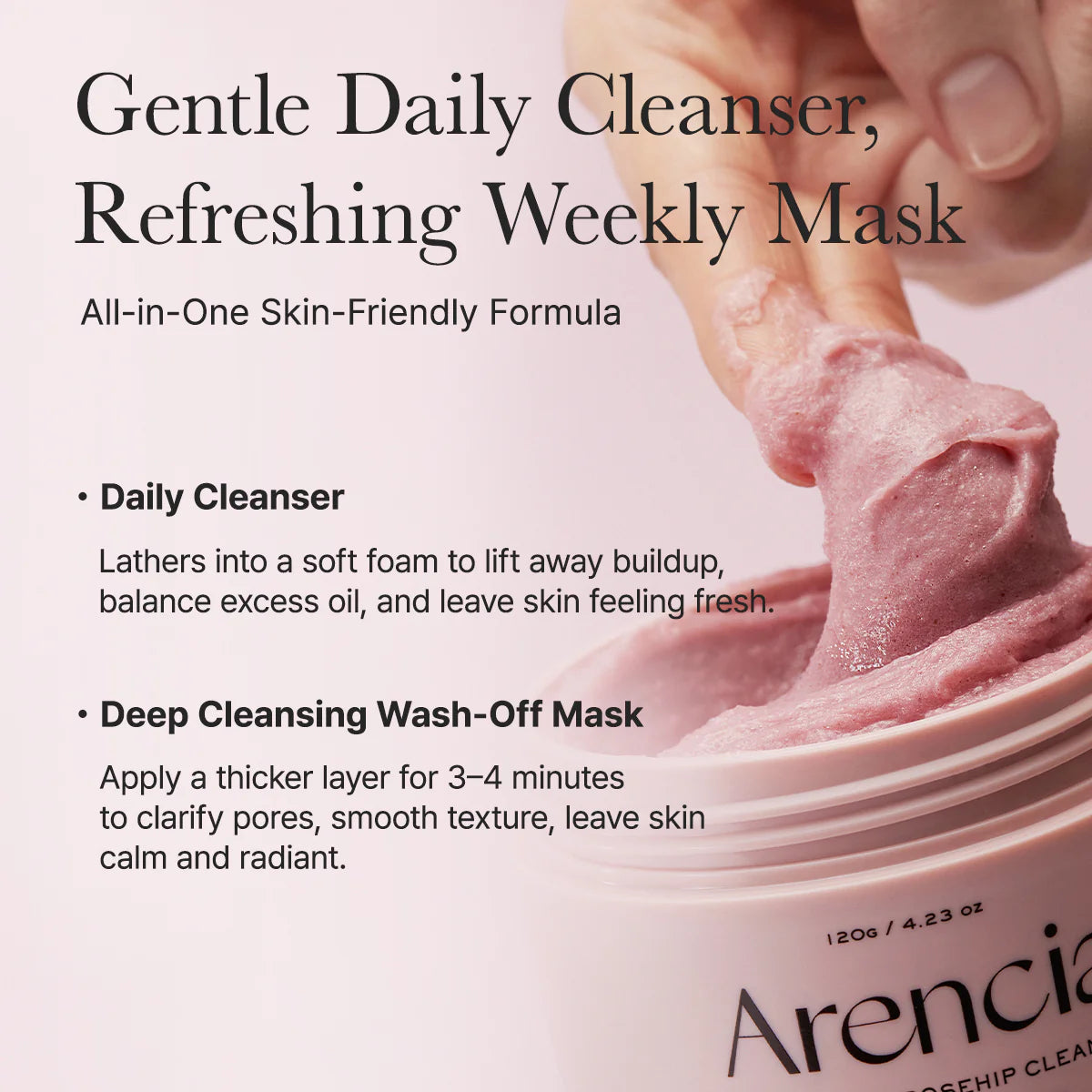 [ARENCIA] FRESH ROSEHIP RICE MOCHI CLEANSER - 120G